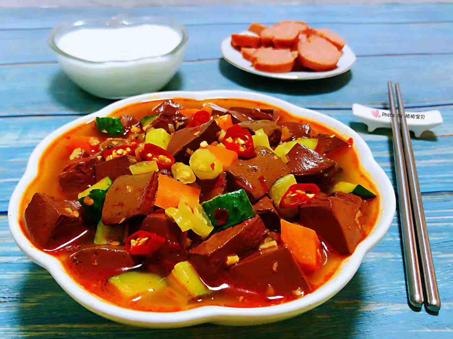 锡纸鸭血的做法