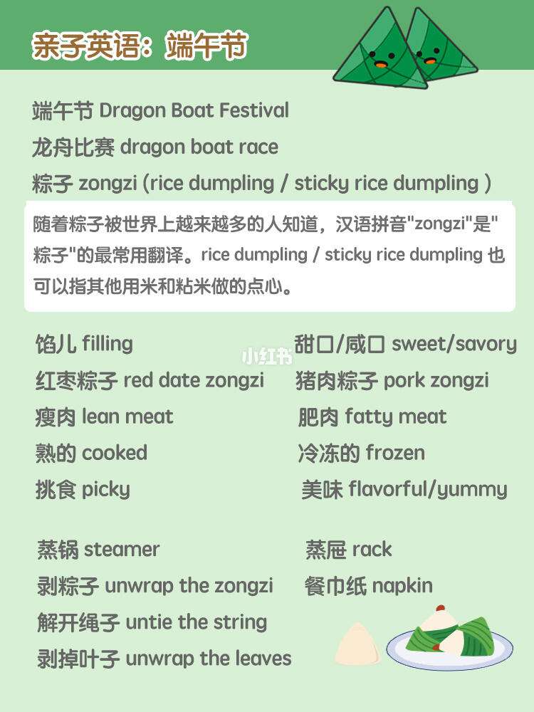 端午节粽子英文介绍配画图片